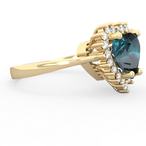 Alexandrite Sparkling Halo Heart 14K Yellow Gold ring R0391
