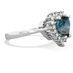 Alexandrite Sparkling Halo Heart 14K White Gold ring R0391