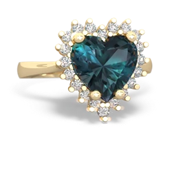 Alexandrite Sparkling Halo Heart 14K Yellow Gold ring R0391