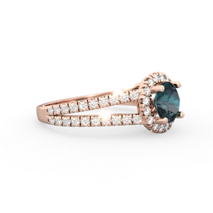 Alexandrite Pave Halo 14K Rose Gold ring R5490