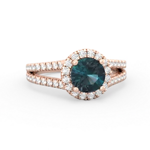 Alexandrite Pave Halo 14K Rose Gold ring R5490