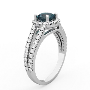 Alexandrite Pave Halo 14K White Gold ring R5490