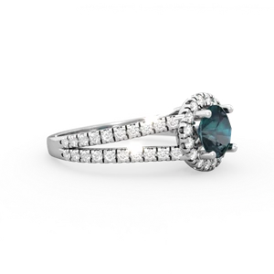 Alexandrite Pave Halo 14K White Gold ring R5490