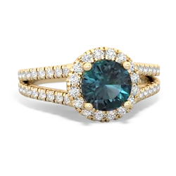 Thumbnail for Lab Alexandrite Pavã© Halo 14K Yellow Gold ring R5490 - top view