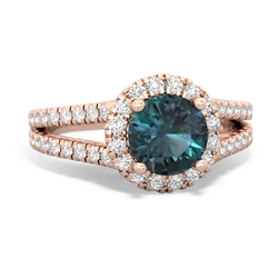 Alexandrite Pave Halo 14K Rose Gold ring R5490