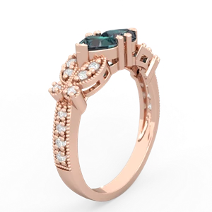 Alexandrite Diamond Butterflies 14K Rose Gold ring R5601