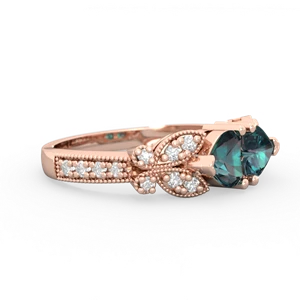 Alexandrite Diamond Butterflies 14K Rose Gold ring R5601