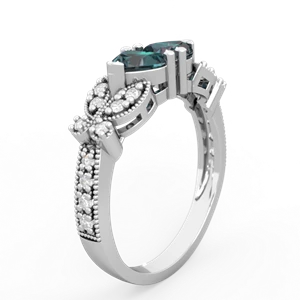 Alexandrite Diamond Butterflies 14K White Gold ring R5601