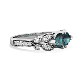 Alexandrite Diamond Butterflies 14K White Gold ring R5601