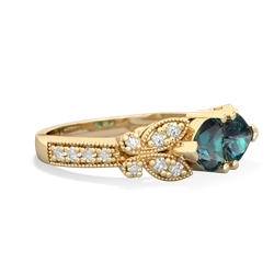 Alexandrite Diamond Butterflies 14K Yellow Gold ring R5601