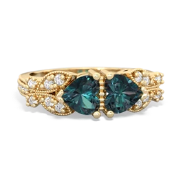 Alexandrite Diamond Butterflies 14K Yellow Gold ring R5601