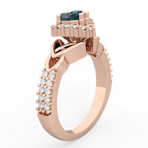 Alexandrite Celtic Knot Two Hearts As One 14K Rose Gold ring R2644HRT