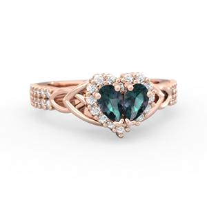 Alexandrite Celtic Knot Two Hearts As One 14K Rose Gold ring R2644HRT
