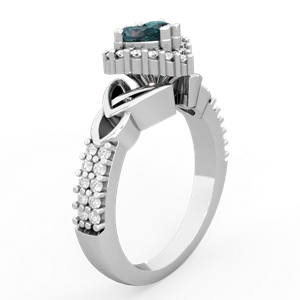 Alexandrite Celtic Knot Two Hearts As One 14K White Gold ring R2644HRT