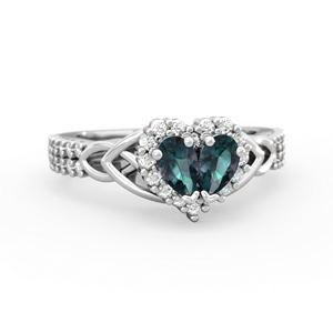 Alexandrite Celtic Knot Two Hearts As One 14K White Gold ring R2644HRT