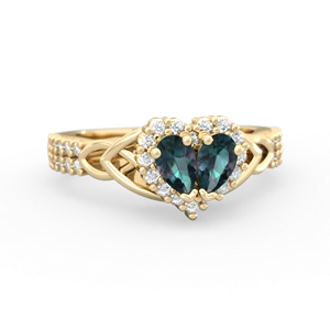 Alexandrite Celtic Knot Two Hearts As One 14K Yellow Gold ring R2644HRT