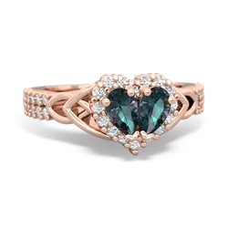 Alexandrite Celtic Knot Two Hearts As One 14K Rose Gold ring R2644HRT