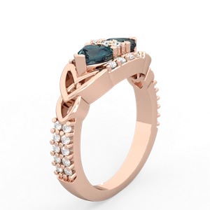 Alexandrite Sparkling Celtic Knot 14K Rose Gold ring R2645