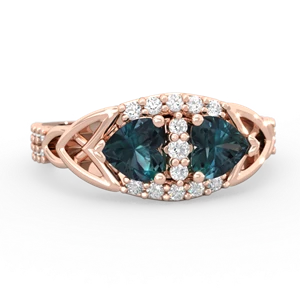 Alexandrite Sparkling Celtic Knot 14K Rose Gold ring R2645