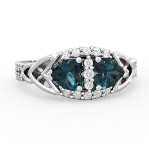 Alexandrite Sparkling Celtic Knot 14K White Gold ring R2645