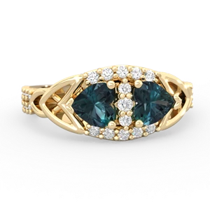 Alexandrite Sparkling Celtic Knot 14K Yellow Gold ring R2645