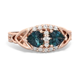 Alexandrite Sparkling Celtic Knot 14K Rose Gold ring R2645