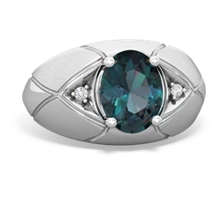 Alexandrite Men's Crossroads 14K White Gold ring R0361