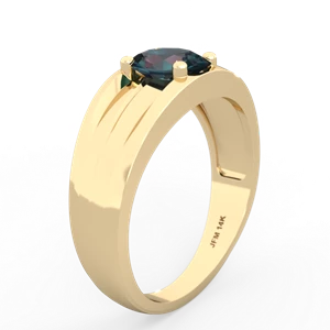 Alexandrite Men's Two Lane 14K Yellow Gold ring R0363