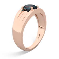 Alexandrite Men's Two Lane 14K Rose Gold ring R0363