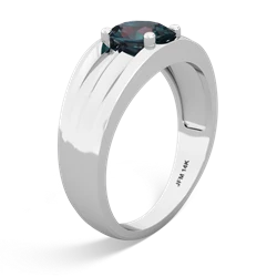 Alexandrite Men's Two Lane 14K White Gold ring R0363