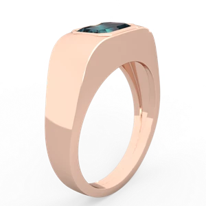 Alexandrite Men's Emerald-Cut Bezel 14K Rose Gold ring R0410