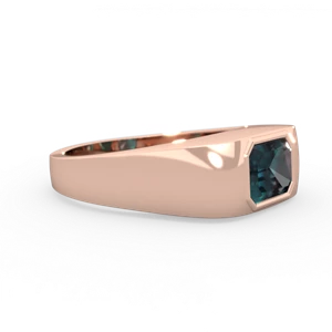 Alexandrite Men's Emerald-Cut Bezel 14K Rose Gold ring R0410