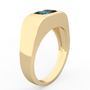 Alexandrite Men's Emerald-Cut Bezel 14K Yellow Gold ring R0410