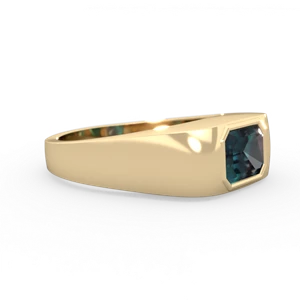 Alexandrite Men's Emerald-Cut Bezel 14K Yellow Gold ring R0410