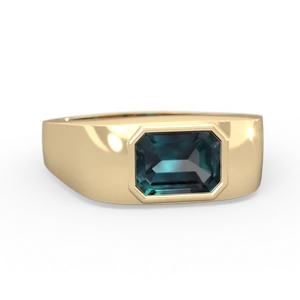 Alexandrite Men's Emerald-Cut Bezel 14K Yellow Gold ring R0410