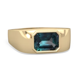 Alexandrite Men's Emerald-Cut Bezel 14K Yellow Gold ring R0410