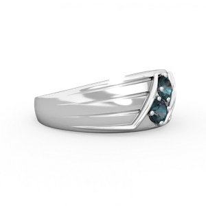 Alexandrite Men's Streamline 14K White Gold ring R0460
