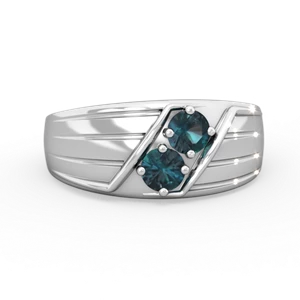 Alexandrite Men's Streamline 14K White Gold ring R0460