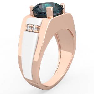 Alexandrite Men's 9Mm Round 14K Rose Gold ring R1822