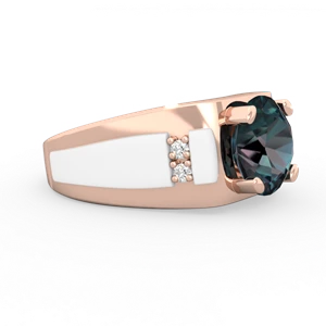 Alexandrite Men's 9Mm Round 14K Rose Gold ring R1822