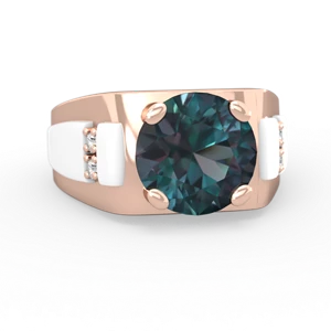 Alexandrite Men's 9Mm Round 14K Rose Gold ring R1822