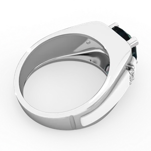 Alexandrite Men's 9Mm Round 14K White Gold ring R1822