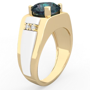 Alexandrite Men's 9Mm Round 14K Yellow Gold ring R1822