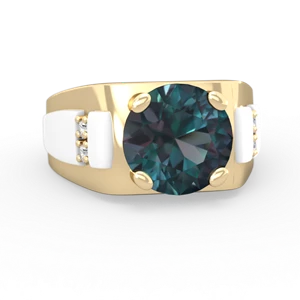Alexandrite Men's 9Mm Round 14K Yellow Gold ring R1822