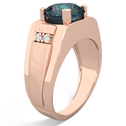 Alexandrite Men's 9Mm Round 14K Rose Gold ring R1822