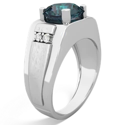 Alexandrite Men's 9Mm Round 14K White Gold ring R1822