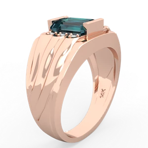 Alexandrite Men's 9X7mm Emerald-Cut 14K Rose Gold ring R1835