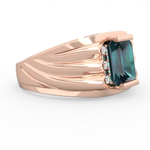 Alexandrite Men's 9X7mm Emerald-Cut 14K Rose Gold ring R1835