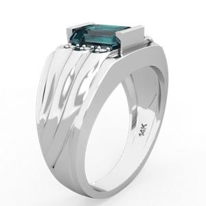 Alexandrite Men's 9X7mm Emerald-Cut 14K White Gold ring R1835