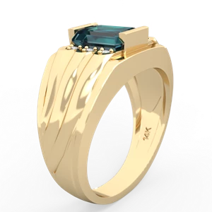 Alexandrite Men's 9X7mm Emerald-Cut 14K Yellow Gold ring R1835